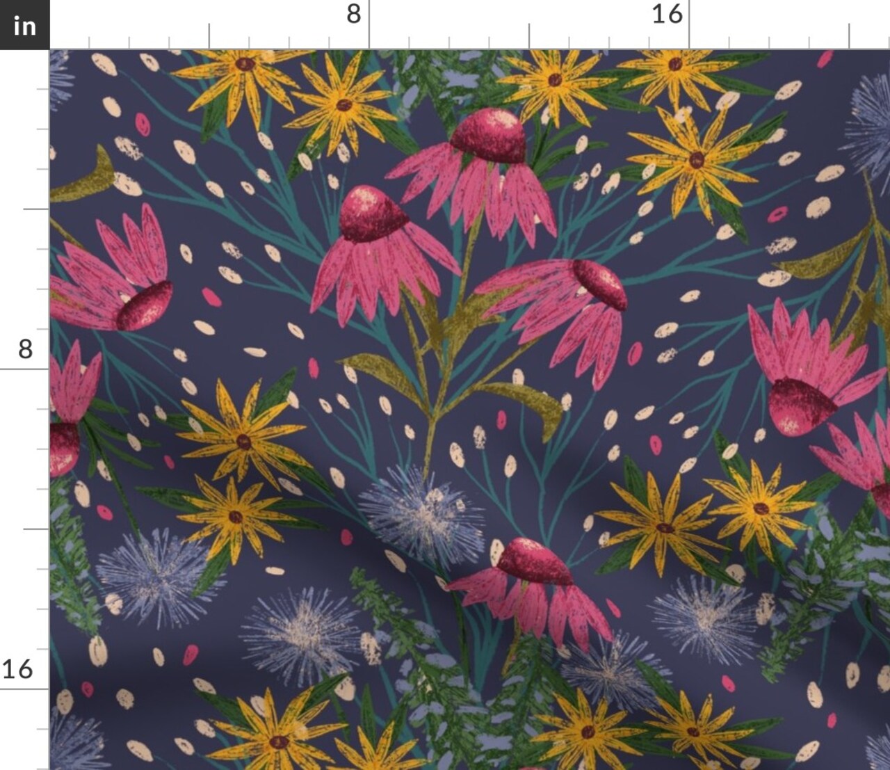 Floral Garden Botanical Flowers Woodland Nature Custom Printed Fabric by Spoonflower Various Fabrics by the Yard or Fat Quarter